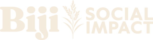 biji social impact logo The Biji Social Impact logo, featuring the brand name separated by a stylized vertical rice panicle graphic. The word "Biji" is set in an elegant, bold serif font to the left, balanced by "Social Impact" in a clean, geometric sans-serif font to the right.